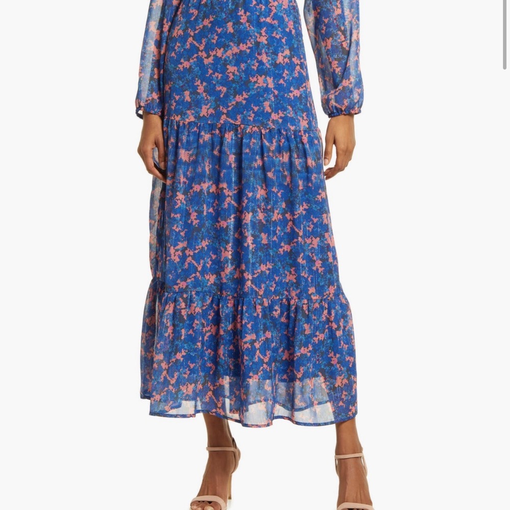 Chelsea28 Blue and Pink Floral Maxi Skirt